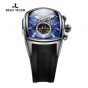 Reef Tiger/RT Designer Sport Watches with Tourbillon Stainless Steel Rubber Strap Blue Dial Automatic Watch RGA3069