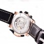 Reef Tiger/RT Luxury Sport Rose Gold  Watches for Men Genuine Black Leather Strap Automatic Wrist Watch RGA3503