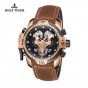 Reef Tiger/RT Mens Sport Watches with Complicated Dial Rose Gold Case Automatic Military Watch with Rubber Strap RGA3503