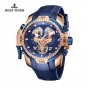 Reef Tiger/RT Mens Sports Watch with Year Month Week Day Calendar Steel Complicated Blue Dial Automatic Watches RGA3503