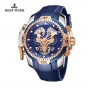 Reef Tiger/RT Men's Fashion Sport Watches Blue Rubber Strap Automatic Wrist Watch for Men RGA3503
