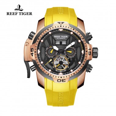 Reef Tiger/RT Transformer Edition Mens Sport Watch with Year Month Date Day Calendar Big Dial Rubber Strap Watches RGA3532