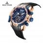 Reef Tiger/RT Mens Sport Watch Rose Gold Transformer Edition with Year Month Date Day Calendar Blue Dial Watches RGA3532