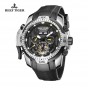 Reef Tiger/RT Sport Watch Complicated Black Big Dial with Year Month Perpetual Calendar Steel Case Watches RGA3532