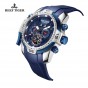 Reef Tiger/RT Mens Luminous Casual Watch with Blue Dial Perpetual Calendar Rubber Strap Watches RGA3532
