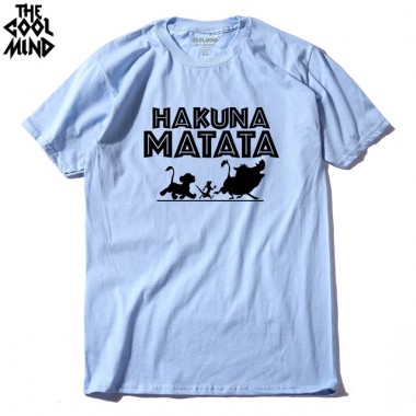 THE COOLMIND 100 Cotton Knitted Hakuna Matata Printed Short Sleeve Men T Shirt Casual Comfortable Mens Tshirt 2017