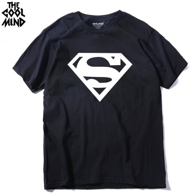 THE COOLMIND 100 Cotton Tee Shirt Short Sleeve Superman Printed Mean T-Shirt Casual Cool O-Neck Men T Shirt 2017