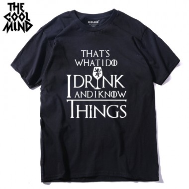 THE COOLMIND Top Quality Casual Cool Short Sleeve Cotton Short Sleeve Thats What I DO I Drink And I Know Things Men T Shirt