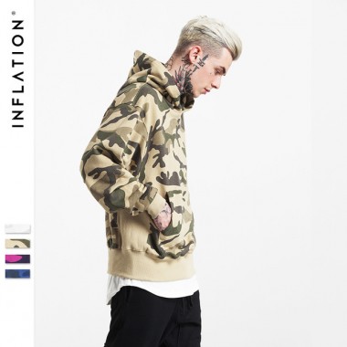 INFLATION 2017 Winter New Collection Men Hoodies Thick Velvet Fabrics Streetwear Hip Hop Camouflage Winter Hoodies 152W17