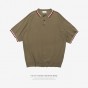 INFLATION 2018 Spring Summer Short Sleeve Knitted Tshirts Turn-Down Collar Oversized Tshirts Pure Color High Street Tshirt 8171S
