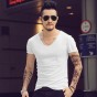 Mens T-Shirts V-Neck All Size Brand Saints 2018 T Shirts Hip Hop Solid Men Cotton Bamboo Slim Fit Short Sleeve Fitness Tee