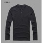 Brand Designer Men Cotton Stretch Long Sleeve Henry T Shirts Solid Casual Long Sleeve Slim Fit Tops For Men 2016 Autumn New