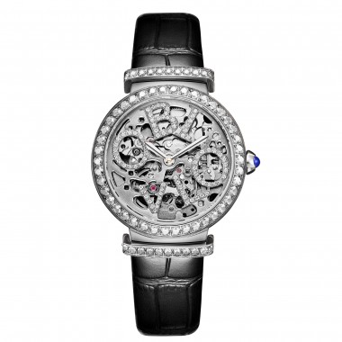OBLVLO New Design Top Brand Luxury Women Fashion Automatic Watches Steel Female Wrist Watch Genuine Leather Strap BM-PLL