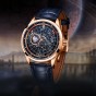 OBLVLO 12 Constellation Fashion Automatic Mechanical Watch for Men Luminous Earth Star Leather Strap Waterproof Gift Clock GC-PLL
