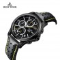 Reef Tiger/RT Mens Sport Quartz Watches with Chronograph and Date Black Steel Casual Stop Watch with Super Luminous RGA1663-BBLG