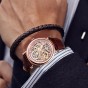 Reef Tiger/RT Men's Luxury Mechanical Skeleton Watch with Rose Gold Case Genuine Leather Band Vintage Watches RGA1917