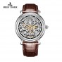 Reef Tiger/RT Mens Vintage Style Steel Ultra thin Skeleton Dial Automatic Business Watches Calfskin Leather Watch RGA1917
