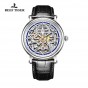 Reef Tiger/RT Men's Business Vintage Watches Automatic Watches with Skeleton Dial Leather Strap Waterproof Watch RGA1917