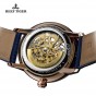 Reef Tiger/RT Mens Designer Automatic Watch Steel Case Skeleton Dial Leather Strap Watch RGA1975