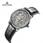 Reef Tiger/RT Mens Designer Automatic Watch Fashion Skeleton Dial Steel Case Leather Strap Watch RGA1975