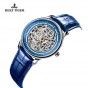 Reef Tiger/RT Mens Designer Automatic Watch Steel Case Skeleton Dial Leather Strap Watch RGA1975