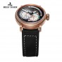 Reef Tiger/RT Men's Pilot Watches with Date Leather Strap Rose Gold Black Dial Watch Automatic Military Watch RGA3019