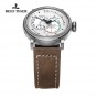 Reef Tiger/RT Men's Pilot Watches White Dial with Date Leather Strap Steel Watch Automatic Watches Military Watch RGA3019