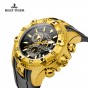 Reef Tiger/RT Sports Men Yellow Gold Watches with Chronograph and Date Big Dial Super Luminous Designer Quartz Watch RGA303
