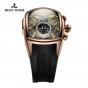 Reef Tiger/RT Men's Luxury Watches Tourbillon Analog Automatic Watch Rose Gold Tone Sport Wrist Watch Rubber Strap RGA3069