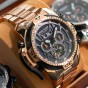 Reef Tiger/RT Sport Watch Complicated with Year Month Perpetual Calendar Steel Bracelet Watches RGA3532-PBPO