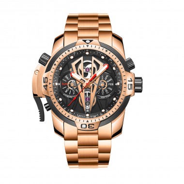 Reef Tiger/RT Top Brand Rose Gold Sport Automatic Stainless Steel Men Fashion Mechanical Bracelet Waterproof Watches RGA3591-PBP