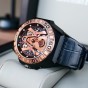 Reef Tiger  Men Sport Watches Automatic Skeleton Watch All Black Waterproof Leather Strap RGA6912-PPWL
