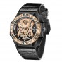 Reef Tiger  Men Sport Watches Automatic Skeleton Watch All Black Waterproof Leather Strap RGA6912-PPWL