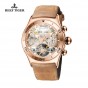 Reef Tiger/RT Luxury Rose Gold Sport Watch For Men Skeleton Luminous Watch Year Month Date Day Automatic Watches RGA703