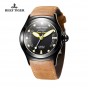 Reef Tiger/RT Casual Men's Luminous Sport Watches with Date Dark Brown Calfskin Leather Automatic Wrist Watches RGA704