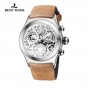 Reef Tiger/RT Fashion Men's Sport Skeleton Dial Watches with Date Three Counters Steel Chronograph Quartz Watch RGA792