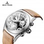 Reef Tiger/RT Fashion Men's Sport Skeleton Dial Watches with Date Three Counters Steel Chronograph Quartz Watch RGA792