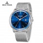 Reef Tiger/RT Top Brand Luxury Blue Thin Watch for Men Full Steel Watch Waterproof Simple Watches RGA8215-YLY