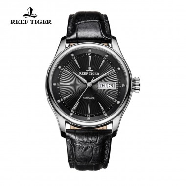 Reef Tiger/RT Mens Dress Watch Date Day Automatic 316L Steel With Calfskin Strap Watches RGA8232