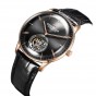 Reef Tiger/RT Men Luxury Brand Tourbillon Watch Black Dial Rose Gold Automatic Watches Genuine Leather Strap relogio masculine RGA1930-PBB