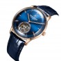 Reef Tiger/RT Men Luxury Brand Tourbillon Watch Blue Rose Gold Automatic Watches Genuine Leather Strap relogio masculine RGA1930