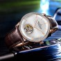 Reef Tiger/RT Men Luxury Brand Tourbillon Watch White Dial Rose Gold Automatic Watches Genuine Leather Strap relogio masculine RGA1930-PWS