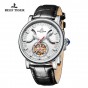Reef Tiger/RT Automatic Watch For Men White Dial Black Leather Strap Watch Waterproof Stainless Steel Watch RGA1950