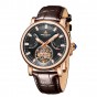 Reef Tiger / RT Automatic Watch For Men Black Dial Brown Leather Luxury Brand Watch With Date RGA1950