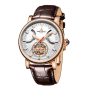 Reef Tiger/RT Automatic Watch For Men Rose Gold White Dial Leather Strap Watch With Date RGA1950