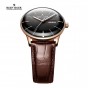 Reef Tiger/RT Mens Dress Watches Convex Lens Rose Gold Black Dial Automatic Watch with Date Day RGA8238-PBS