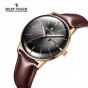 Reef Tiger/RT Mens Dress Watches Convex Lens Automatic Watches Rose Gold Case With Leather Band RGA8238-PBSH