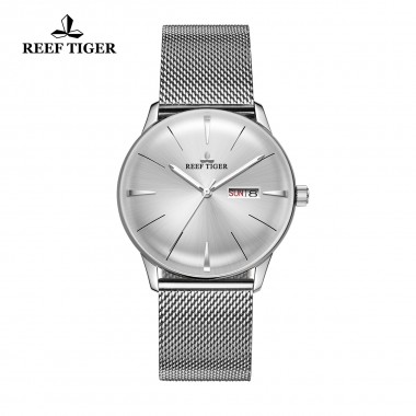 Reef Tiger/RT Designer Convex Lens Watches Men's White Dial Automatic Watches with Date Day RGA8238-YWY