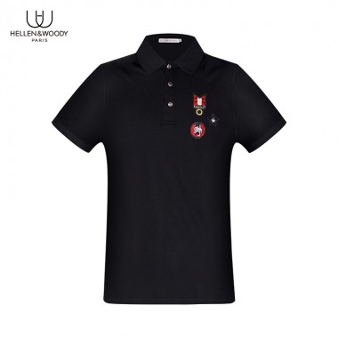 HELLEN&WOODY Luxury Short-Sleeved Polo Shirt Summer New Fashion Badge Lapel High Quality Pure Cotton Embroidery Mens Clothing
