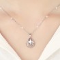 Water Drop Pendant Necklace for Women 925 Sterling Silver Rhinestone Crystal Pendant Skeleton Heart Girls Necklaces Jewelry